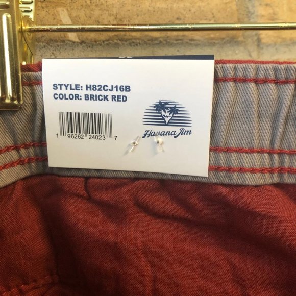 *Havana Jim Mens Shorts Size 38 Red Zip Draw String 100% Cotton Comfort Pockets - Picture 3 of 10